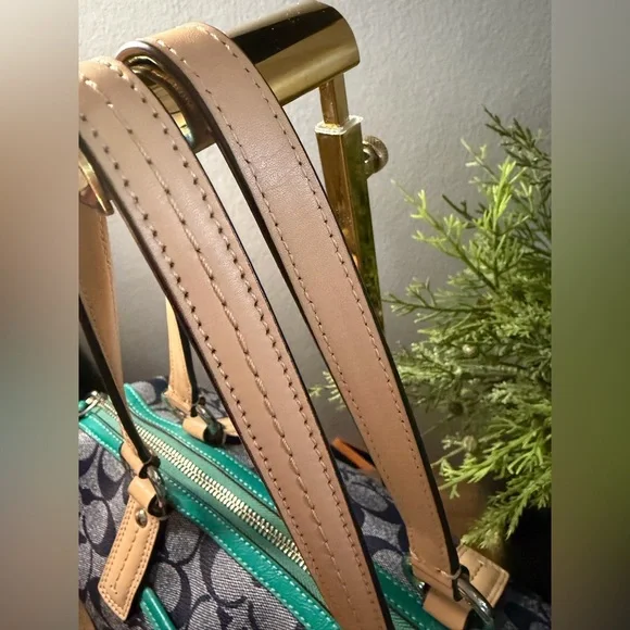 Coach Signature Stripe Jade Satchel/Crossbody - Picture 8 of 16